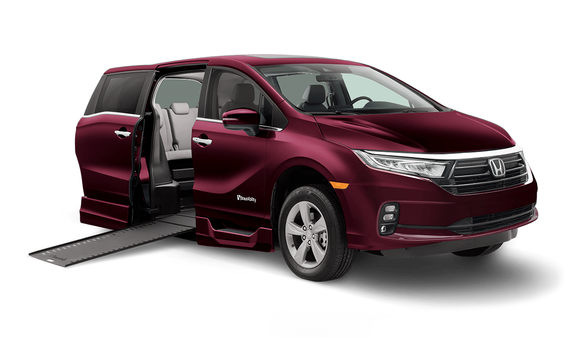 2023 Radiant Red Honda Odyssey EX-L with BraunAbility XI Infloor Conversion