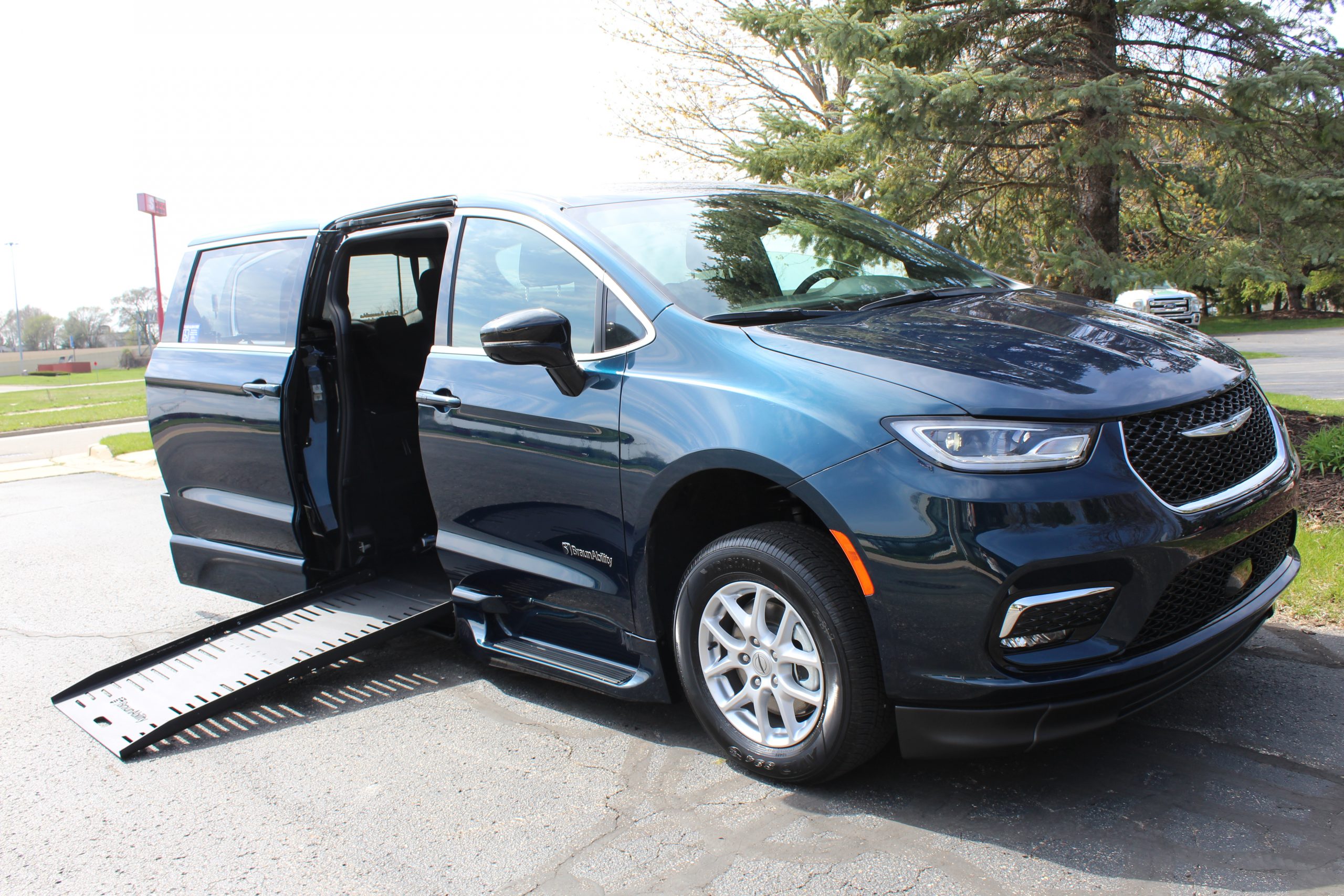 2024 Fathom Blue Chrysler Pacifica Touring with BraunAbility XT Conversion with Rubber