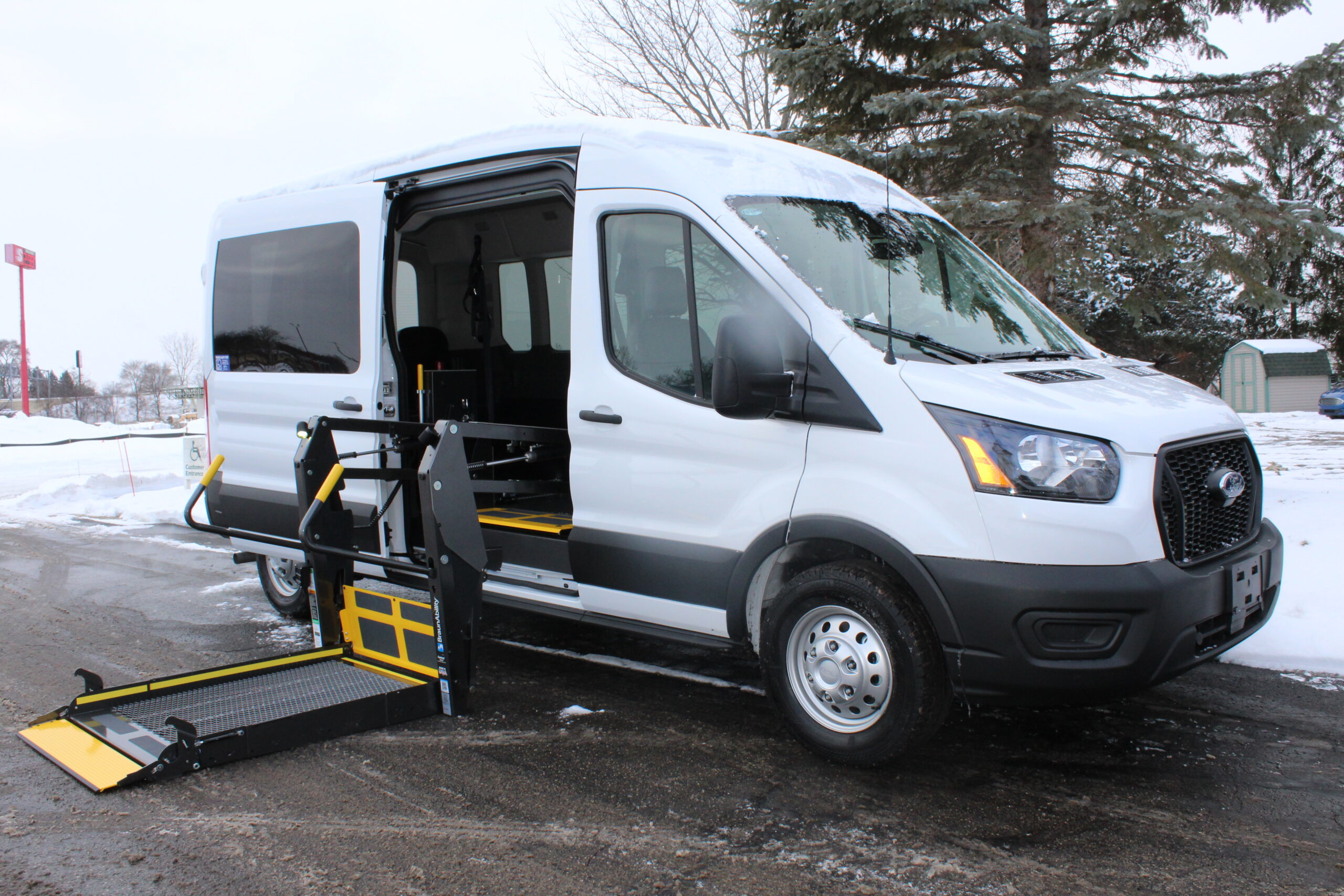 2024 Oxford White Ford Transit T350 MR XL AWD with BraunAbility Millennium Lift and Full Side Entry Conversion