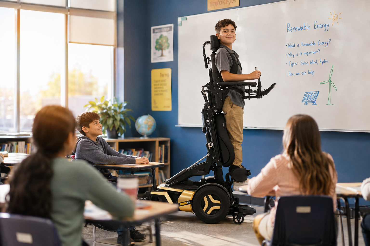 How Power Standing Feature in the Permobil F5 Helps Students in the Classroom